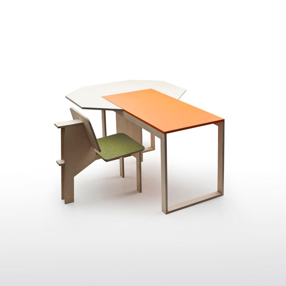 Tavolo trasformabile con sedie a scomparsa in legno di betulla: Double Size